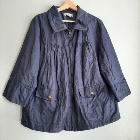 COLDWATER CREEK Light Jacket Full-zip Navy PLUS Sz 18 - Picture 2 of 9